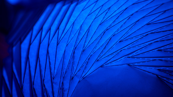 Close-up of the blooming origami pattern