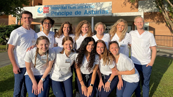 BYU Nursing students smiling in Spain