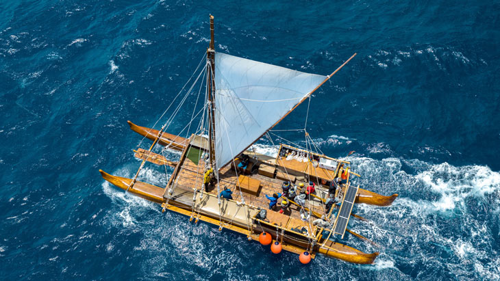 Arial view of the Iosepa sailing