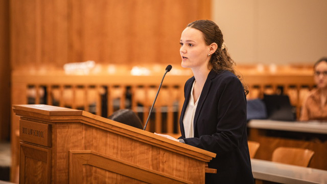 Jessica Dofelmire speaking at BYU Law School