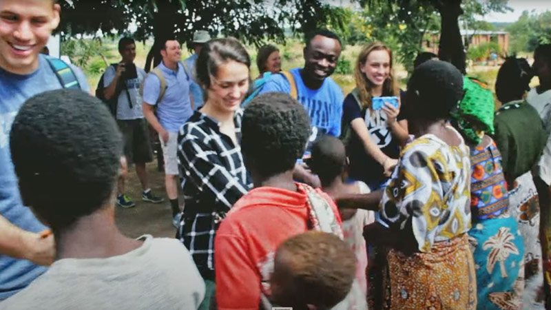 BYU students sharing a message