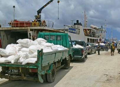 Trucks delivering supplies